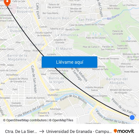 Ctra. De La Sierra 11 to Universidad De Granada - Campus Centro map