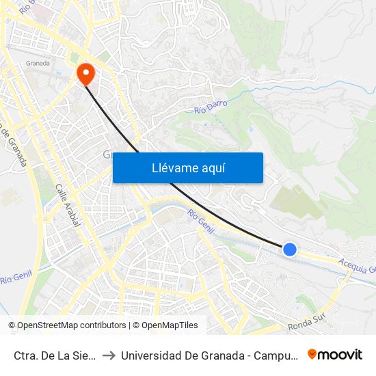 Ctra. De La Sierra 9 to Universidad De Granada - Campus Centro map