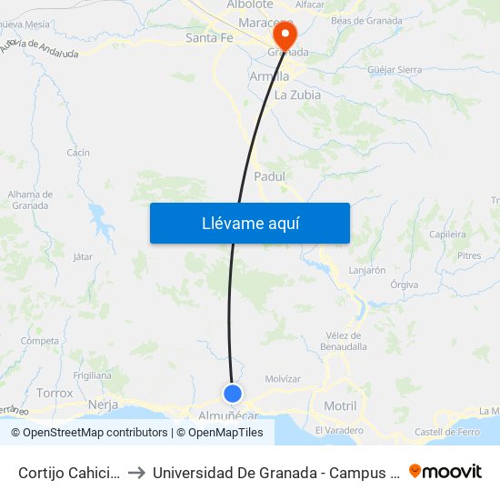 Cortijo Cahicillos to Universidad De Granada - Campus Centro map