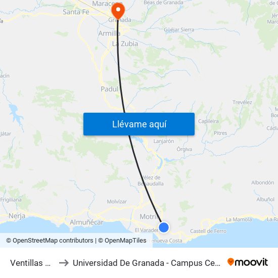 Ventillas 3 R to Universidad De Granada - Campus Centro map