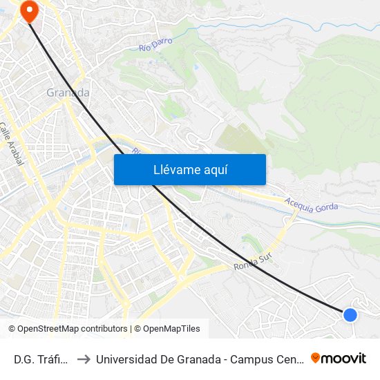 D.G. Tráfico to Universidad De Granada - Campus Centro map