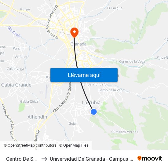 Centro De Salud to Universidad De Granada - Campus Centro map