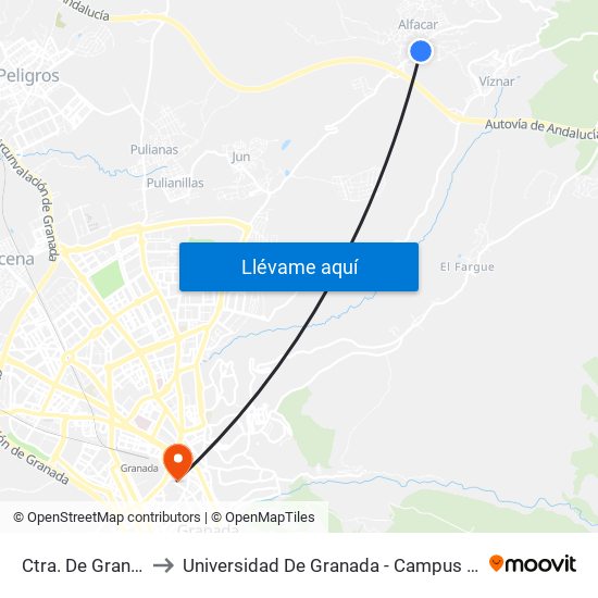 Ctra. De Granada to Universidad De Granada - Campus Centro map