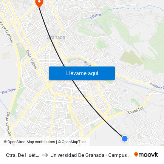 Ctra. De Huétor 2 to Universidad De Granada - Campus Centro map