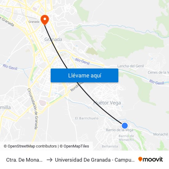 Ctra. De Monachil 3 to Universidad De Granada - Campus Centro map