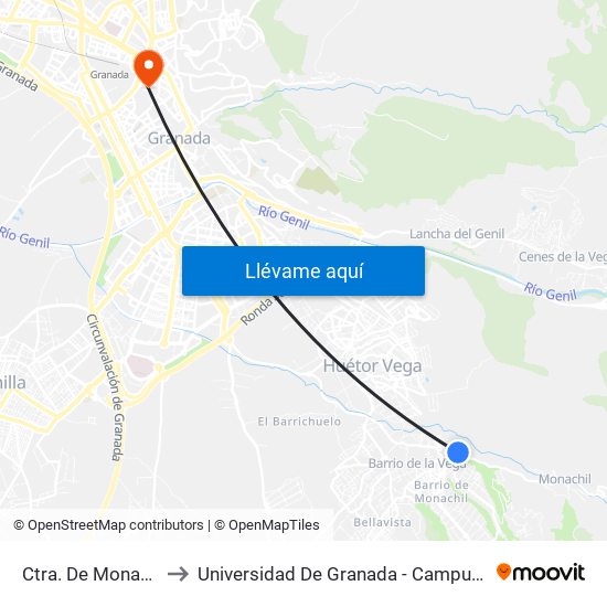 Ctra. De Monachil 6 to Universidad De Granada - Campus Centro map
