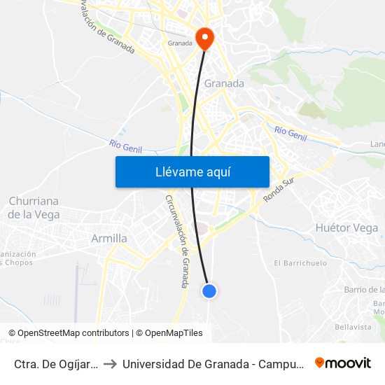 Ctra. De Ogíjares 4 to Universidad De Granada - Campus Centro map