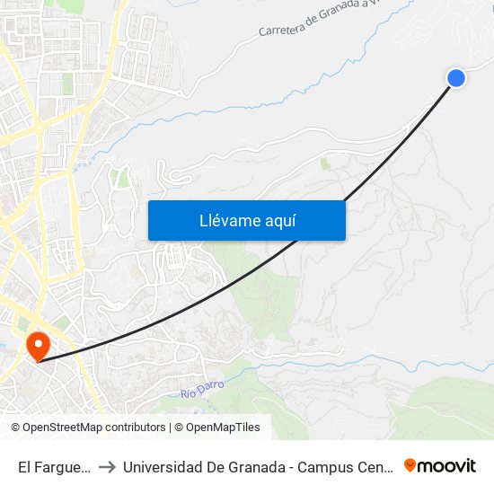 El Fargue 2 to Universidad De Granada - Campus Centro map