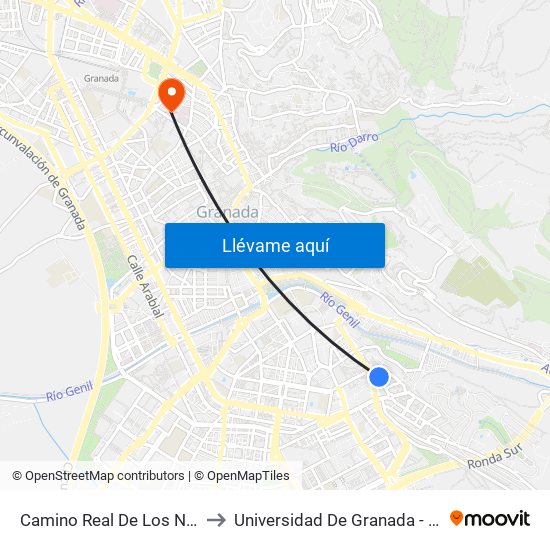 Camino Real De Los Neveros - Fte 4 to Universidad De Granada - Campus Centro map