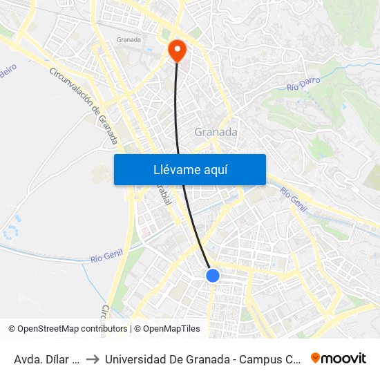 Avda. Dílar 14 to Universidad De Granada - Campus Centro map