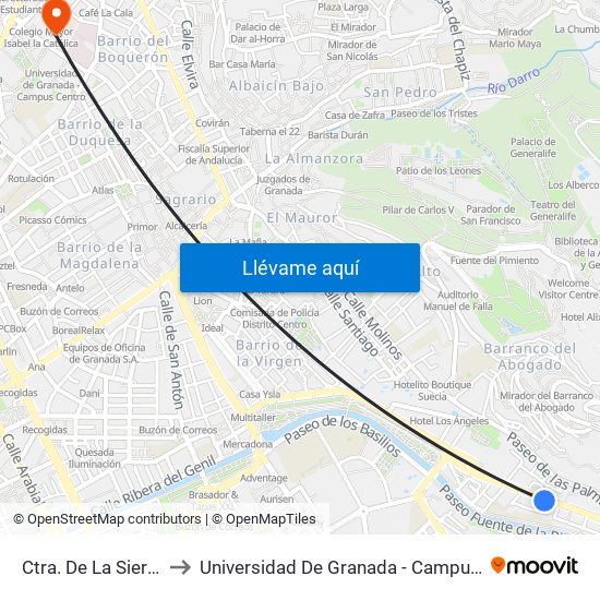 Ctra. De La Sierra 30 to Universidad De Granada - Campus Centro map