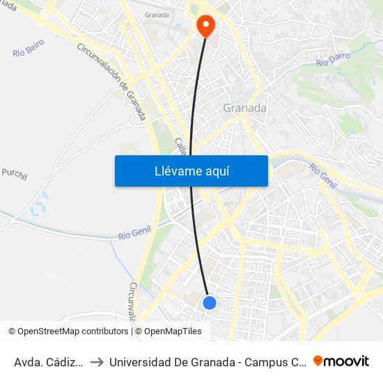 Avda. Cádiz 42 to Universidad De Granada - Campus Centro map