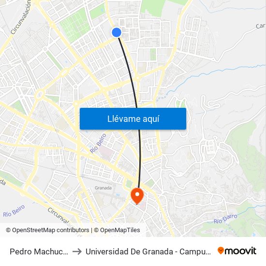 Pedro Machuca 23 to Universidad De Granada - Campus Centro map