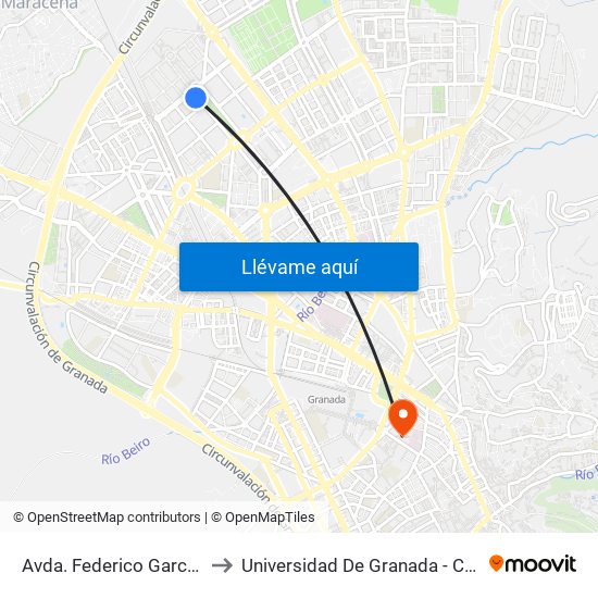 Avda. Federico García Lorca 27 to Universidad De Granada - Campus Centro map