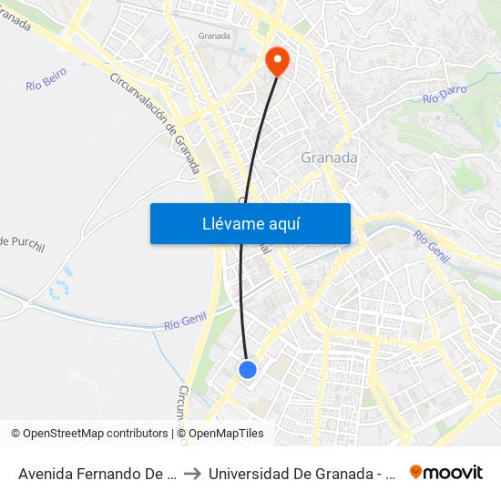 Avenida Fernando De Los Rios, 24 to Universidad De Granada - Campus Centro map
