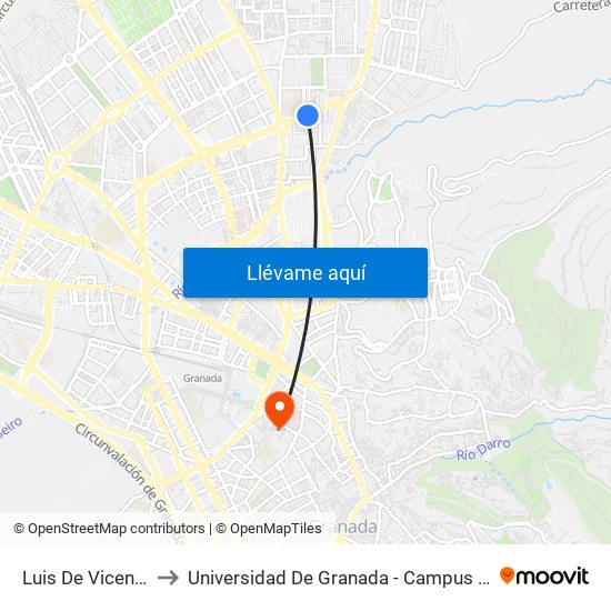 Luis De Vicente 4 to Universidad De Granada - Campus Centro map