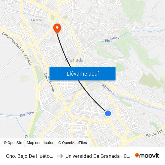 Cno. Bajo De Huétor - Fte Csic to Universidad De Granada - Campus Centro map