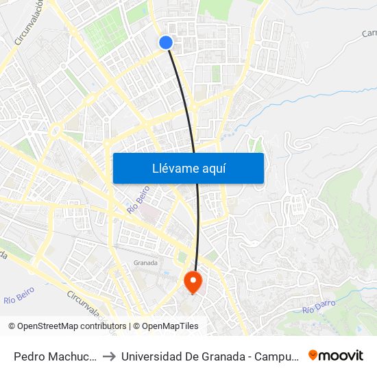 Pedro Machuca 32 to Universidad De Granada - Campus Centro map