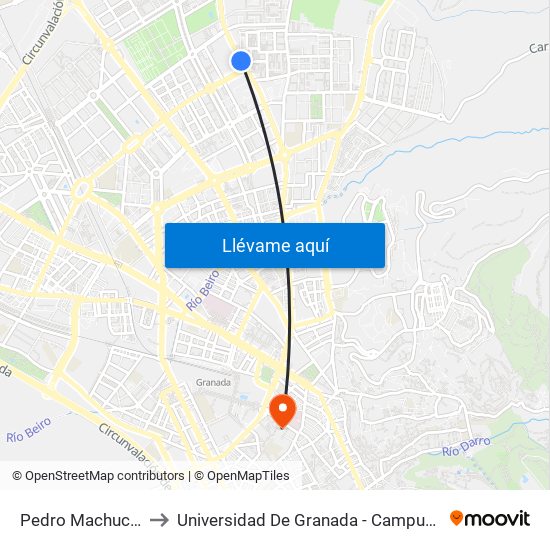 Pedro Machuca 23 to Universidad De Granada - Campus Centro map