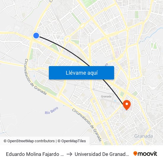 Eduardo Molina Fajardo - Escuela Gerencia to Universidad De Granada - Campus Centro map