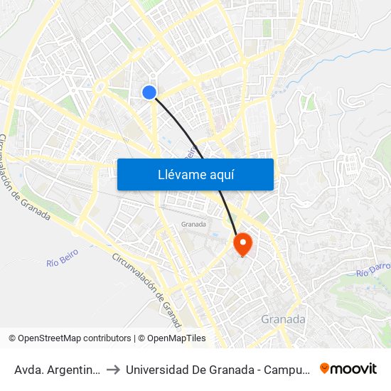 Avda. Argentinita 3 to Universidad De Granada - Campus Centro map