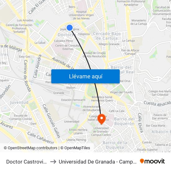 Doctor Castroviejo 13 to Universidad De Granada - Campus Centro map