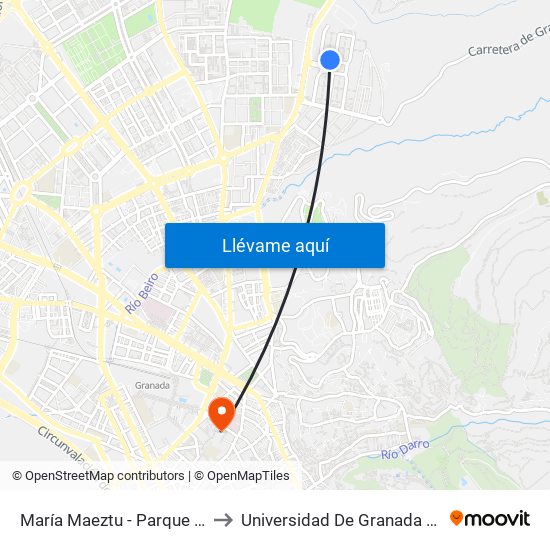 María Maeztu - Parque Nueva Granada to Universidad De Granada - Campus Centro map