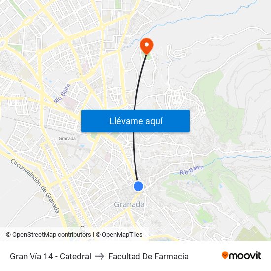 Gran Vía 14 - Catedral to Facultad De Farmacia map