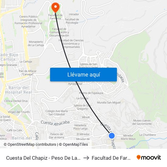 Cuesta Del Chapiz - Peso De La Harina to Facultad De Farmacia map