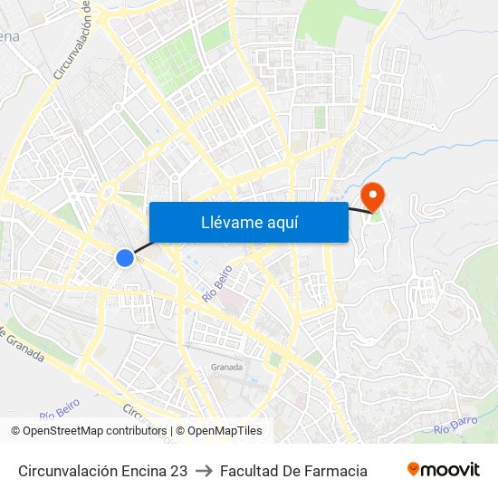 Circunvalación Encina 23 to Facultad De Farmacia map