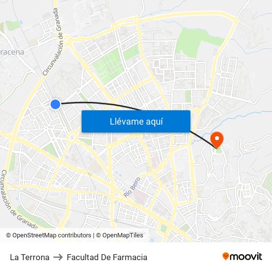 La Terrona to Facultad De Farmacia map