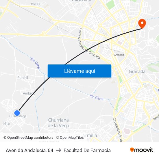 Avenida Andalucía, 64 to Facultad De Farmacia map