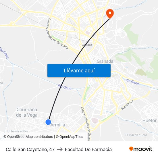 Calle San Cayetano, 47 to Facultad De Farmacia map