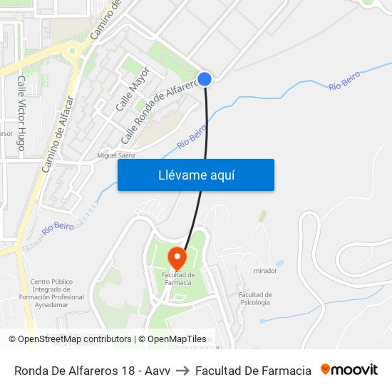 Ronda De Alfareros 18 - Aavv to Facultad De Farmacia map