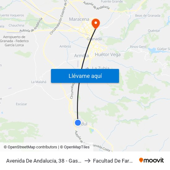 Avenida De Andalucía, 38 - Gasolinera to Facultad De Farmacia map