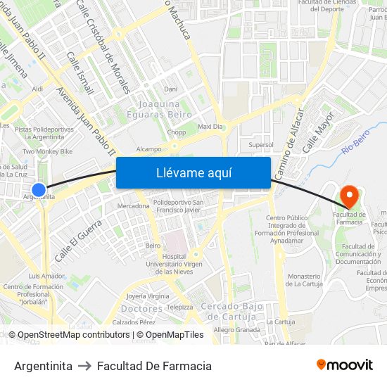 Argentinita to Facultad De Farmacia map
