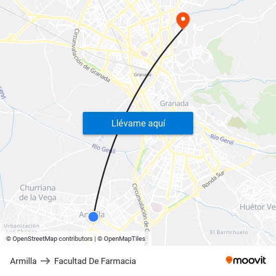 Armilla to Facultad De Farmacia map