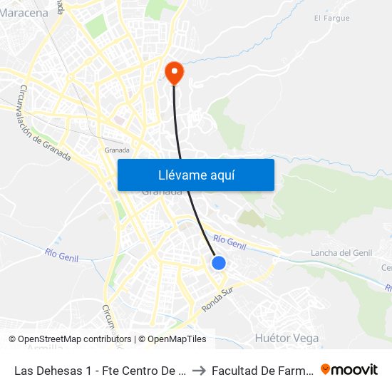Las Dehesas 1 - Fte Centro De Salud to Facultad De Farmacia map