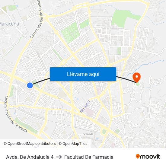 Avda. De Andalucía 4 to Facultad De Farmacia map