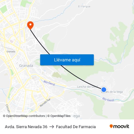 Avda. Sierra Nevada 36 to Facultad De Farmacia map