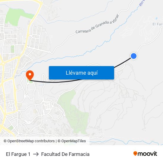 El Fargue 1 to Facultad De Farmacia map