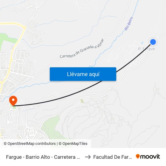 Fargue - Barrio Alto - Carretera De Murcia to Facultad De Farmacia map