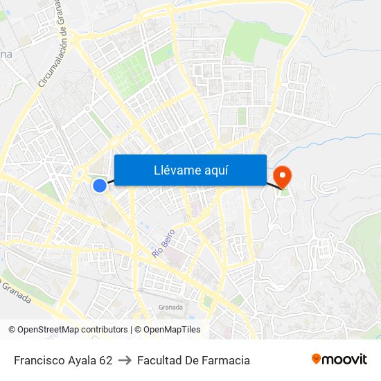 Francisco Ayala 62 to Facultad De Farmacia map