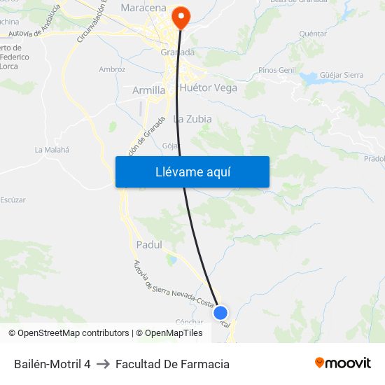 Bailén-Motril  4 to Facultad De Farmacia map