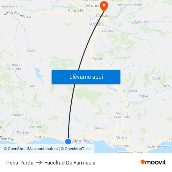 Peña Parda to Facultad De Farmacia map