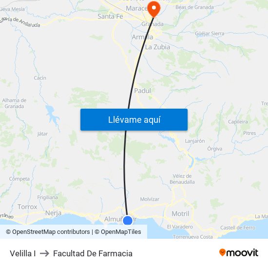 Velilla I to Facultad De Farmacia map