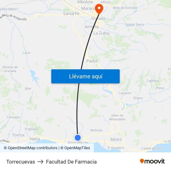 Torrecuevas to Facultad De Farmacia map