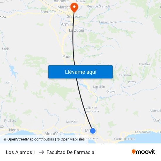 Los Alamos 1 to Facultad De Farmacia map