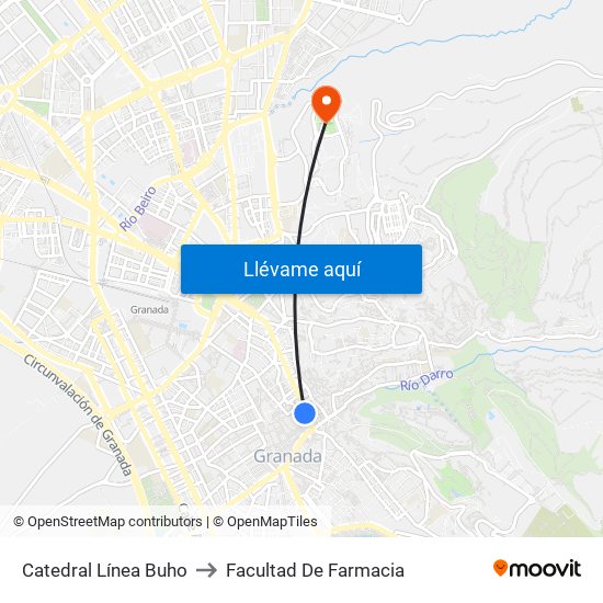 Catedral Línea Buho to Facultad De Farmacia map