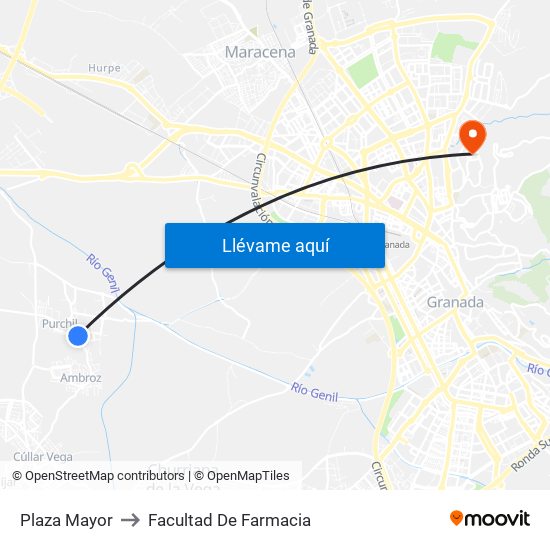 Plaza Mayor to Facultad De Farmacia map
